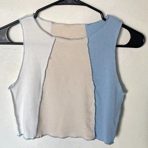 Color Block Cropped Tank Top - Size Small
